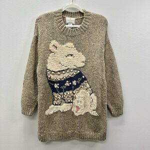 Vintage Express Tricot Handknitted Wool/Rabbit Hair Polar Bear Sweater Size M